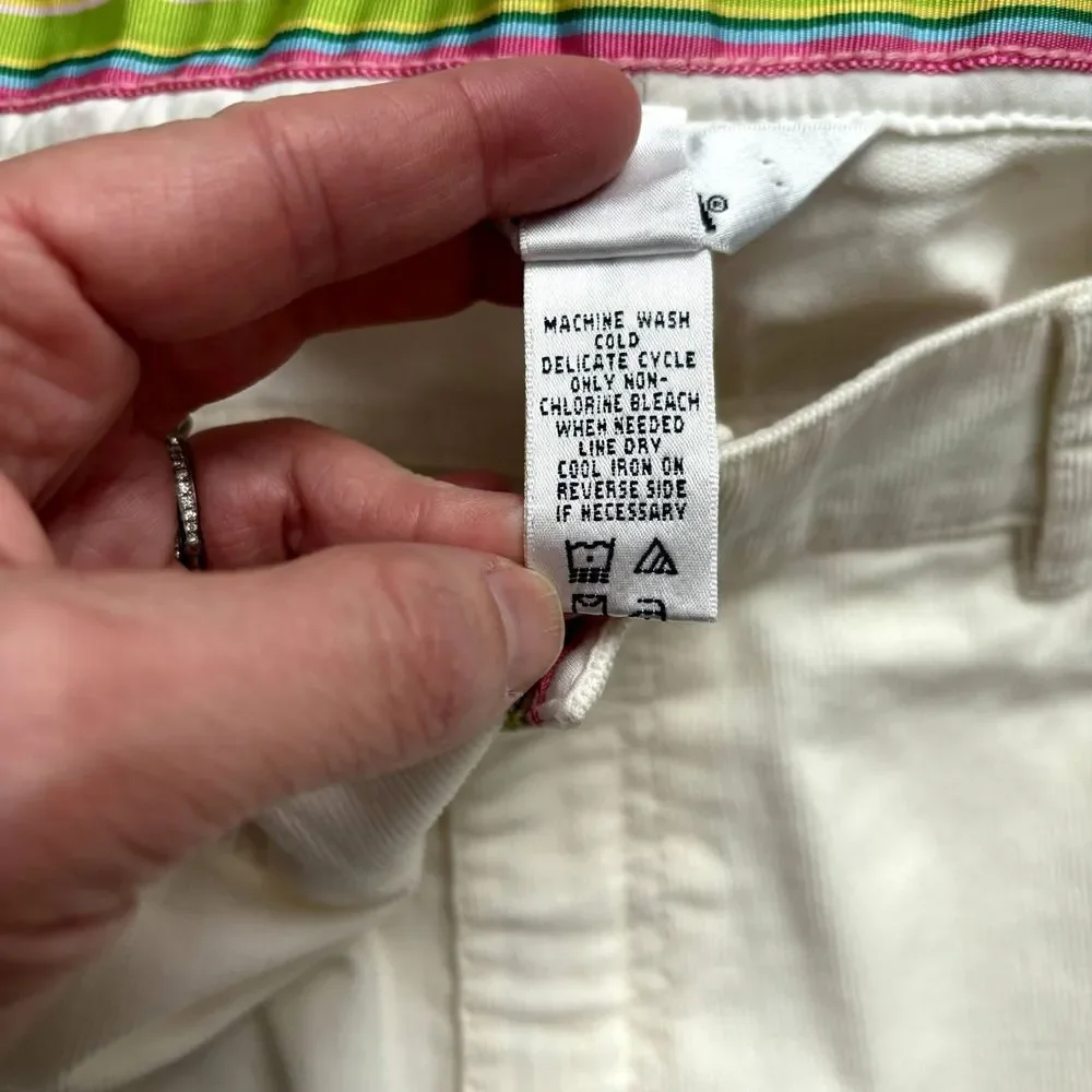 Lilly Pulitzer Corduroy Pants Women Size 10 Stretch Bootcut Off White - Picture 5 of 11